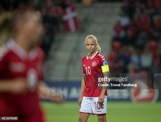 Captain Pernille Harder of Denmark during the UEFA Womens«s Euro between Norway v Denmark at Stadion De Adelaarshorst on July 24, 2017 in Deventer,...