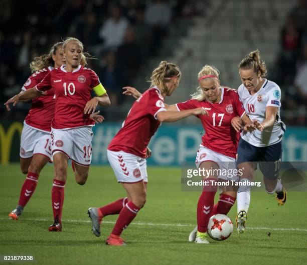 Caroline Graham Hansen of Norway, Pernille Harder, Line Sigvardsen Jensen of Denmark during the UEFA Womens«s Euro between Norway v Denmark at...