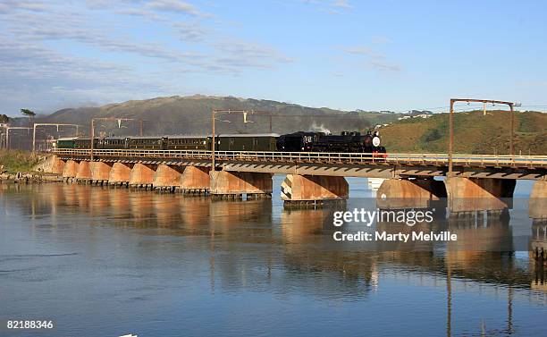 The Parliamentary Express travels through the suburbs of Wellington during the Parliamentary train special from Wellington to Auckland August 6, 2008...