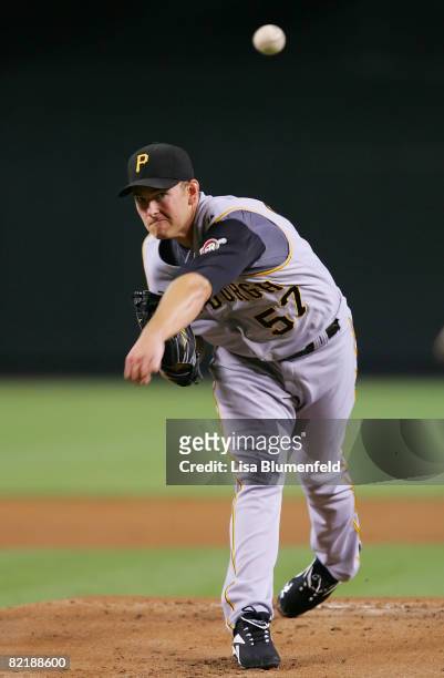 Zach Duke of the Pittsburgh Pirates pitches during a game against the Arizona Diamondbacks at Chase Field on August 5, 2008 in Phoenix, Arizona.