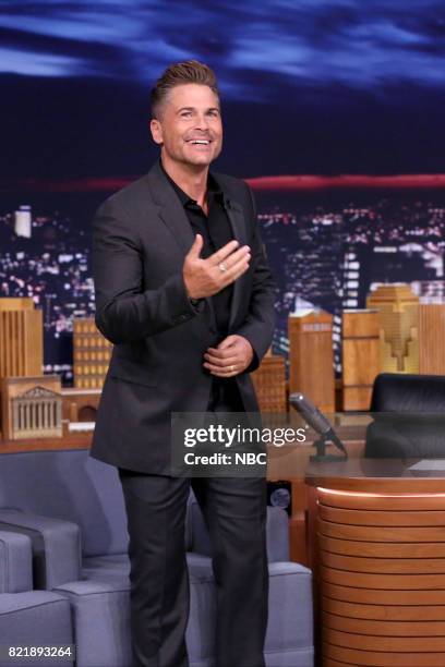 Episode 0710 -- Pictured: Actor Rob Lowe arrives for an interview on July 24, 2017 --