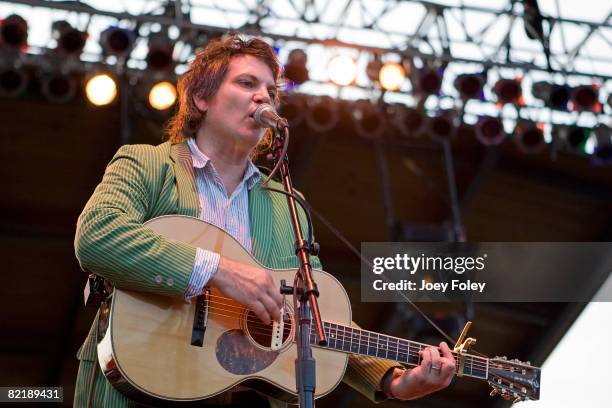 Jeff Tweedy of Wilco performs live in concert at The WhiteLies Lawn at White River State Park on August 4, 2008 in Indianapolis, Indiana.