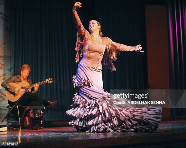 Spanish flamenco dancer Luisa Palicio Martin performs during the Asilah international Cultural festival, Northern Morocco late on August 05, 2008....