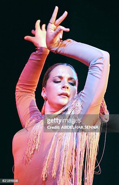 Spanish flamenco dancer Luisa Palicio Martin performs during the Asilah international Cultural festival, Northern Morocco late on August 05, 2008....