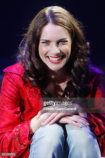 Actress Jolene Anderson poses onstage during a dress rehearsal for the opening night of "Tell Me On A Sunday" at the Glen Street Theatre on August 6,...