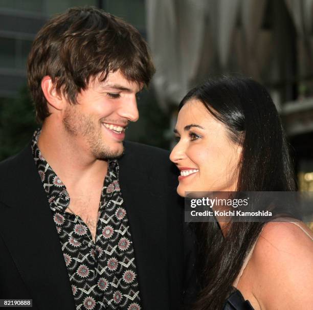 Ashton Kutcher and Demi Moore attend "What Happens In Vegas" Japan Premiere at Marunouchi My Plaza on August 6, 2008 in Tokyo, Japan. The film will...