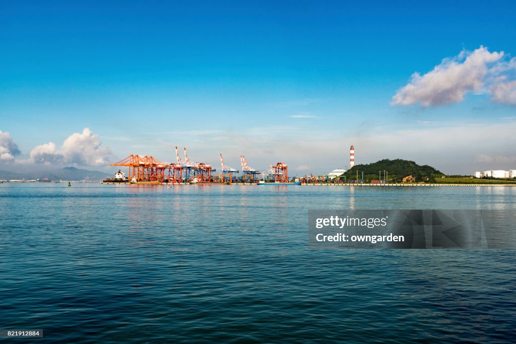 Low Angle view of Xiamen port, Fujian, China