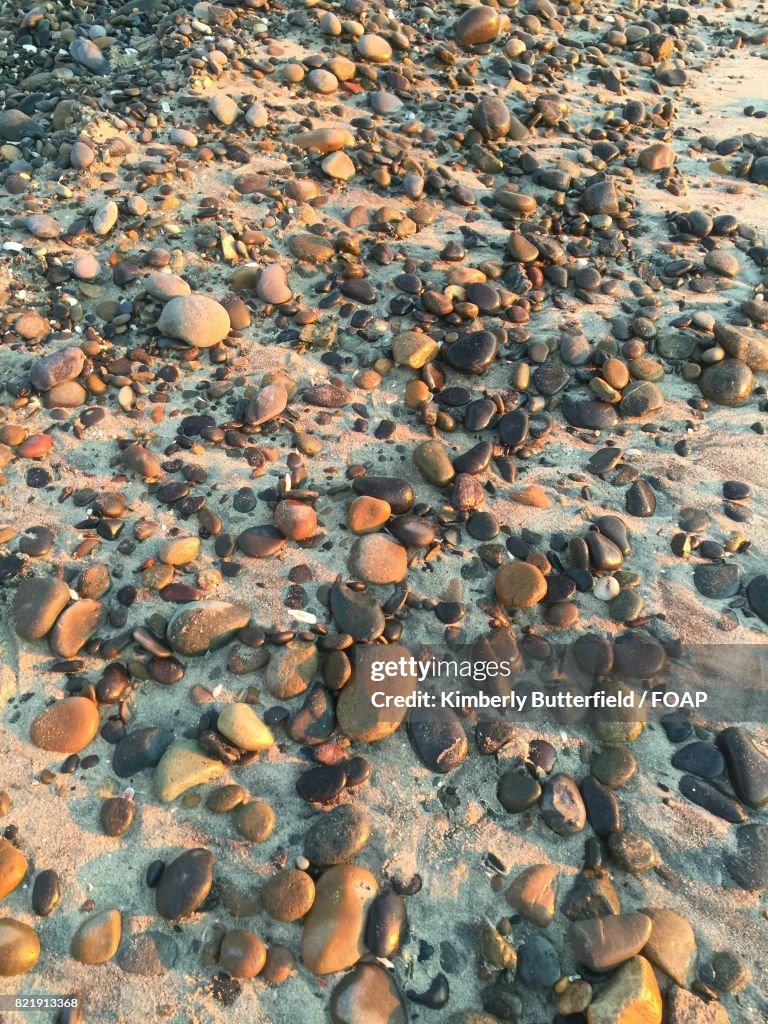 Pebbles and stones on the beach