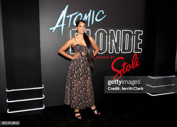 Lilly Singh attends the American premiere of Atomic Blonde, starring Oscar award-winning actress Charlize Theron, at The Theatre At The Ace Hotel on...