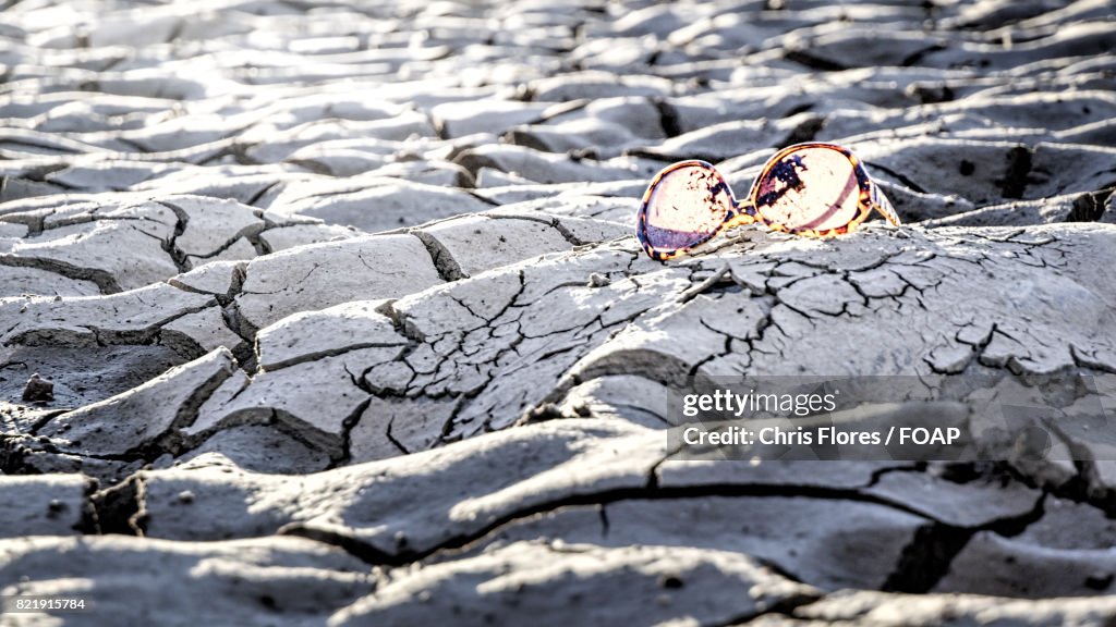 Sunglasses on mud