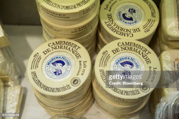 French camembert cheese sits on display at the Isetan Shinjuku department store, operated by Isetan Mitsukoshi Holdings Ltd., in Tokyo, Japan, on...