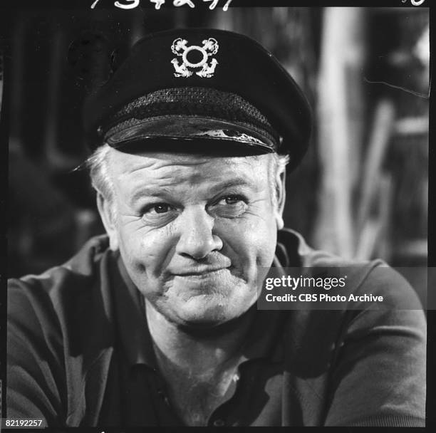 American actor Alan Hale Jr. , as the Skipper, in a scene from an episode of the television comedy 'Gilligan's Island' entitled 'Nyet Nyet, Not Yet,'...