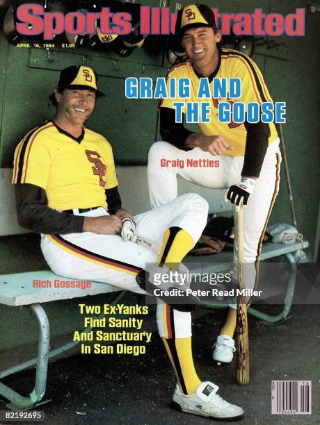 April 16, 1984 Sports Illustrated via Getty Images Cover: Baseball: Portrait of San Diego Padres Rich Goose Gossage and Graig Nettles in dugout...