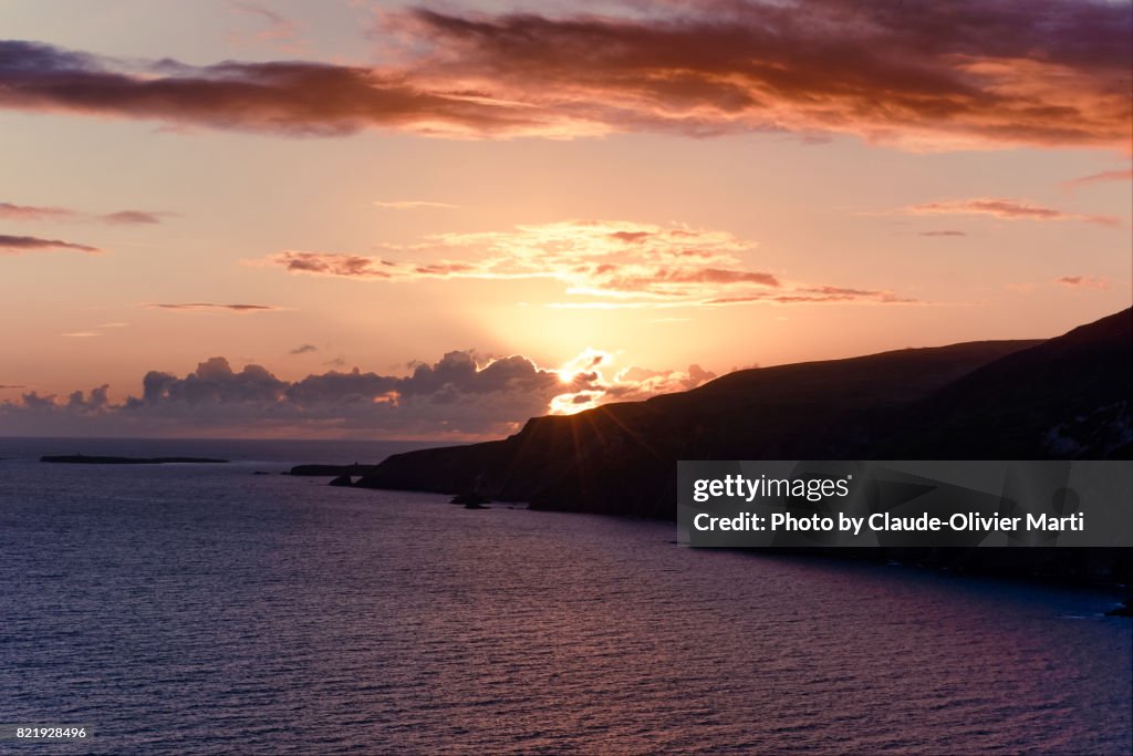 Slieve League's cliffs sunset, Northern Ireland
