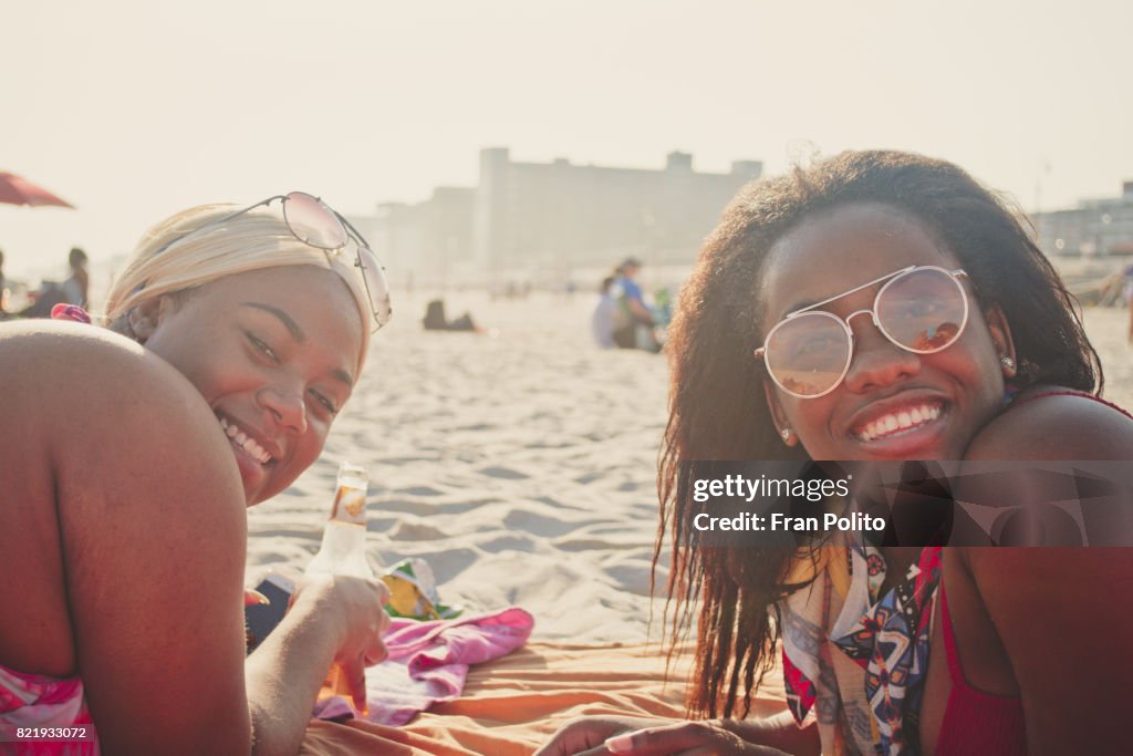 A group of young women at the beach.
