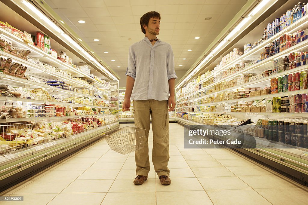 Man stood in supermarket