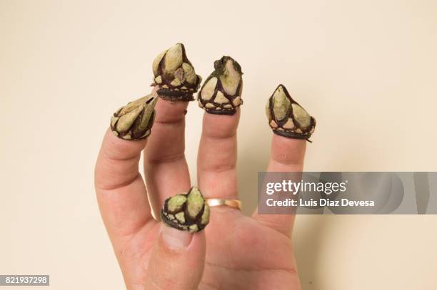 woman with barnacles on her nails - nail file stock pictures, royalty-free photos & images