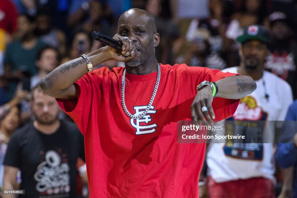 Big3 Rapper Rapper DMX performs Rough Riders Anthem during a BIG3 Basketball game ...