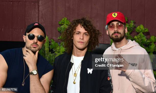 Matthew Russell, Trevor Dahl and KEVI of Cheat Codes pose for a portrait session at California's Great America on July 14, 2017 in Santa Clara,...