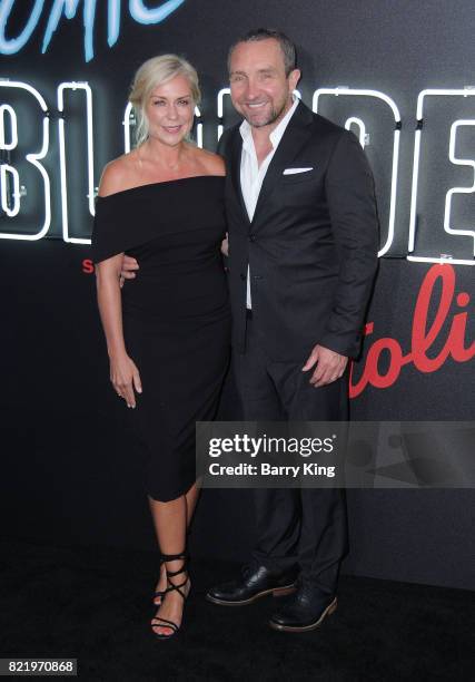 Actor Eddie Marsan and wife Janine Schneider-Marsan attend the premiere of Focus Features' 'Atomic Blonde' at The Theatre at Ace Hotel on July 24,...