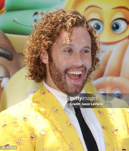 Actor T.J. Miller attends the premiere of "The Emoji Movie" at Regency Village Theatre on July 23, 2017 in Westwood, California.