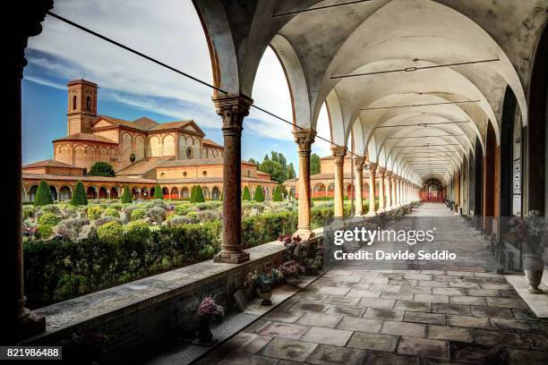 renaissance style carthusian order church "san cristoforo alla certosa" also called the certosa di ferrara, viewed from the cloister. - ferrara stock pictures, royalty-free photos & images