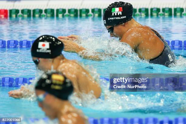 Arianna Castiglioni competes in a women's 100m breaststroke semi-final during the swimming competition at the 2017 FINA World Championships in...