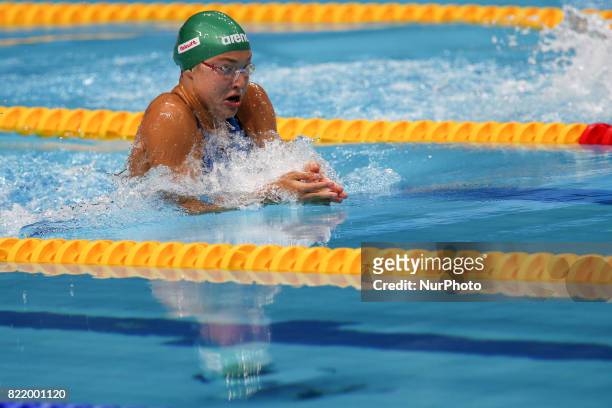 Ruta Meilutyte competes on Women's 100 m Breaststroke semifinal during the 17th FINA World Championships, at Duna Arena, in Budapest, Hungary, Day...