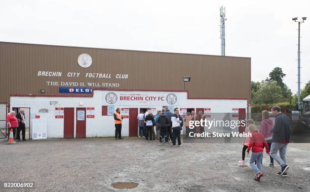 Glebe Park the home of Brechin City , fans arriving before the Brechin City v Aberdeen - Pre Season Friendly, at Glebe Park on July 23, 2017 in...