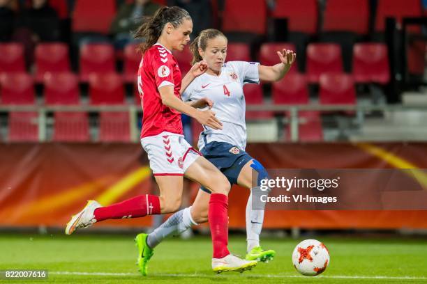 Simone Boye Sorensen of Denmark, Guro Reiten of Norway women during the UEFA WEURO 2017 Group A group stage match between Norway and Denmark at The...