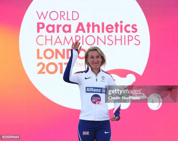 Georgina Hermitage of Great Britain Women's 400m T37 during World Para Athletics Championships at London Stadium in London on July 21, 2017