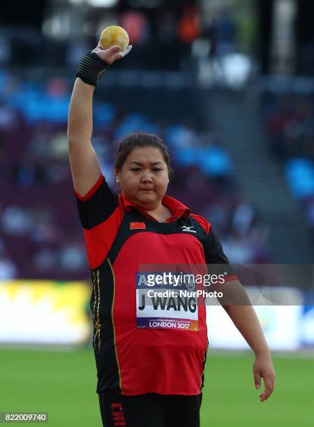 Jun Wang of China compete Women's Shot Put F35 Final during World Para Athletics Championships at London Stadium in London on July 21, 2017