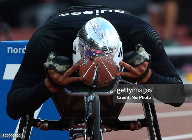 Marcel Hug of Switzerland compete Men's 800m T54 Final during World Para Athletics Championships at London Stadium in London on July 21, 2017