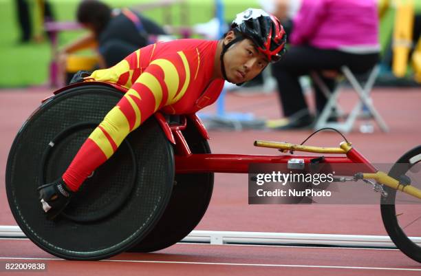 Yang Liu of China compete Men's 800m T54 Final during World Para Athletics Championships at London Stadium in London on July 21, 2017