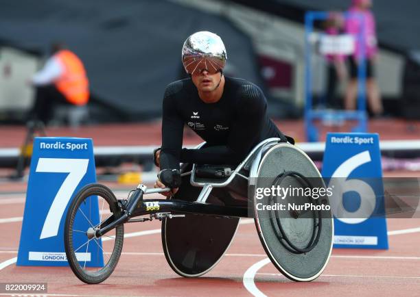 Marcel Hug of Switzerland compete Men's 800m T54 Final during World Para Athletics Championships at London Stadium in London on July 21, 2017