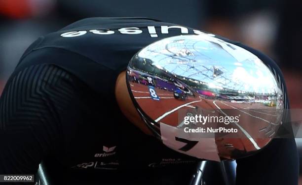 Marcel Hug of Switzerland compete Men's 800m T54 Final during World Para Athletics Championships at London Stadium in London on July 21, 2017