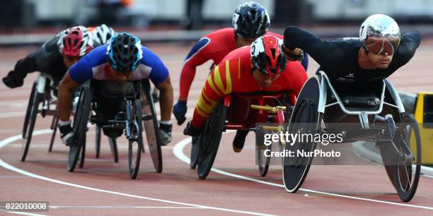 Marcel Hug of Switzerland compete Men's 800m T54 Final during World Para Athletics Championships at London Stadium in London on July 21, 2017