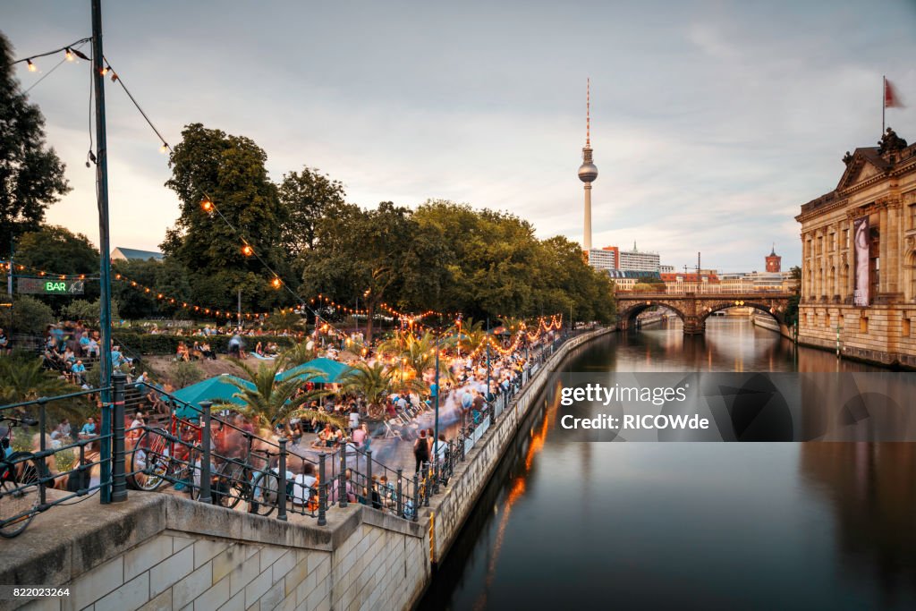 Spree river waterfront near Alexanderplatz, Mitte, Berlin, Germany