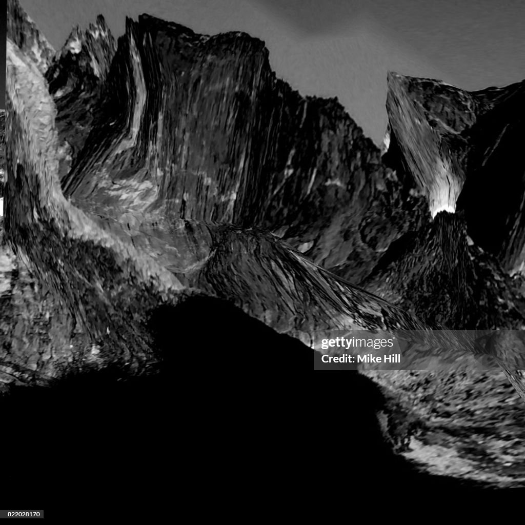 Manipulated Image of a Mountainous Coastline