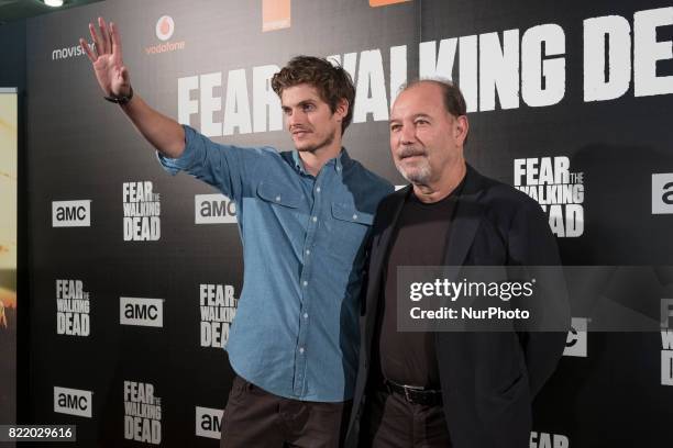 Daniel Sharman and Ruben Blades attend 'Fear The Walking Dead' photocall at Callao Cinema on July 24, 2017 in Madrid, Spain.