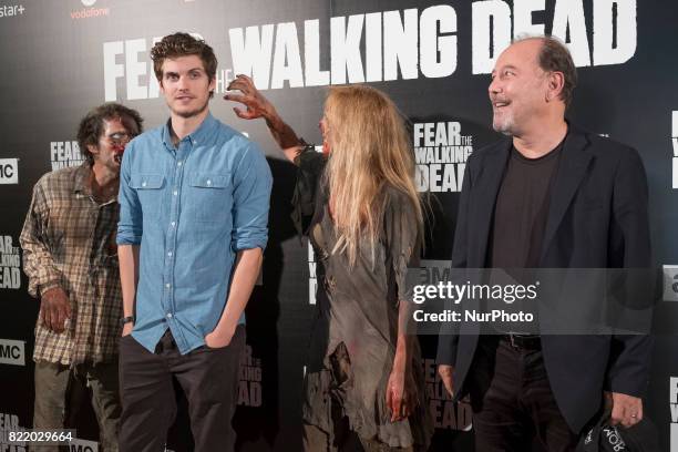 Daniel Sharman and Ruben Blades attend 'Fear The Walking Dead' photocall at Callao Cinema on July 24, 2017 in Madrid, Spain.