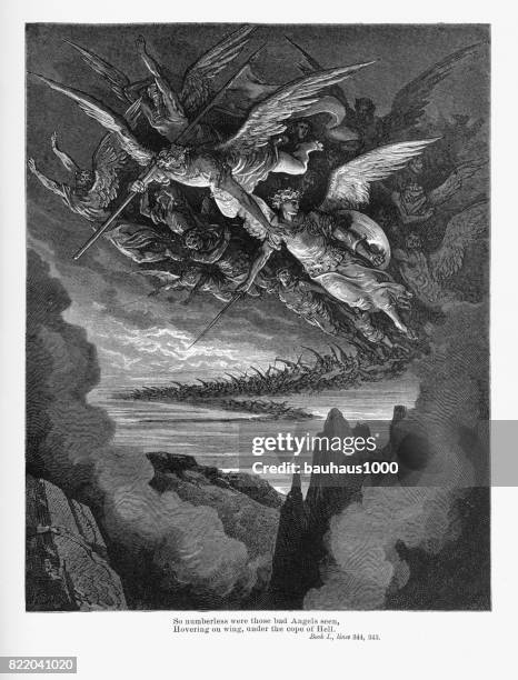 so zahllos waren die engel viktorianischen gravur 1885 gesehen hatte - adam bibelfigur stock-grafiken, -clipart, -cartoons und -symbole