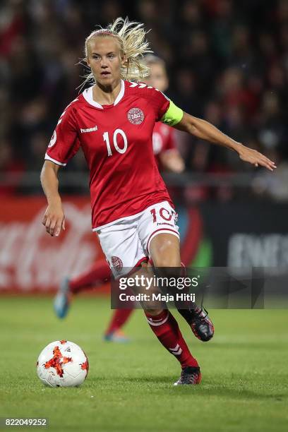 Pernille Harder of Denmark controls the ball during the Group A match between Norway and Denmark during the UEFA Women's Euro 2017 at Stadion De...