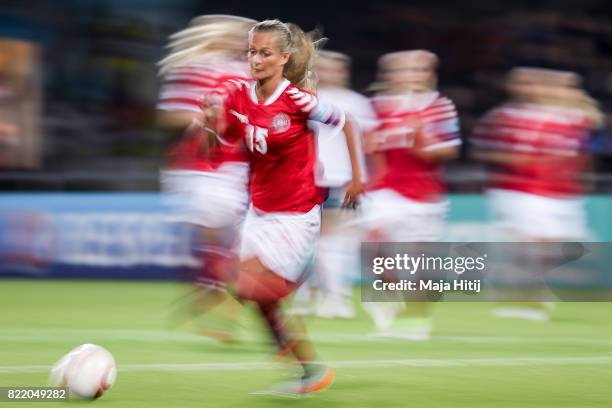 Frederikke Thogersen of Denmark controls the ball during the Group A match between Norway and Denmark during the UEFA Women's Euro 2017 at Stadion De...