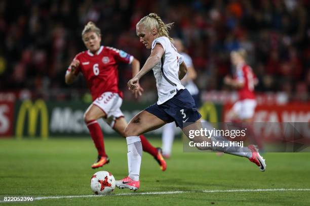 Maria Thorisdottir of Norway runs after the ball during the Group A match between Norway and Denmark during the UEFA Women's Euro 2017 at Stadion De...