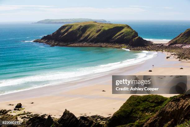 marloes sands in pembrokeshire, wales, uk. - sand beach stock pictures, royalty-free photos & images