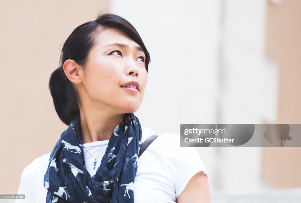 Japanese woman looking to the future