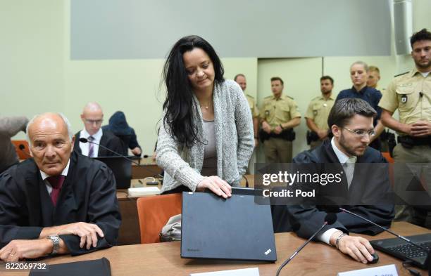 Beate Zschaepe, the main defendant in the marathon NSU neo-Nazi murder trial, attends court on the day federal prosecutors are expected to begin...