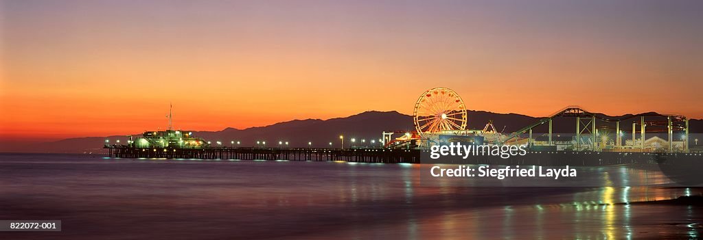 USA, California, Santa Monica Pier at sunset