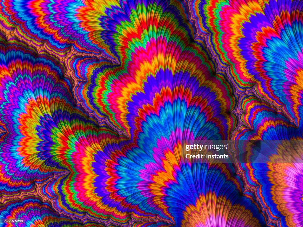 High resolution multi-colored fractal background, which patterns remind those of a flower bouquet.